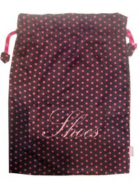 BLACK WITH PINK DOTS SHOE BAG
BLACK SATIN SHOE BAG WITH PINK DOTS
Please Click the image for more information.