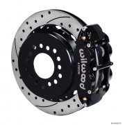 Wilwood 12.19" Rear Brake Kit 
Wilwood brake kit with 1219 inch slotted and drilled rotors BLACK 4 piston Dust Boot calipers pads backing plates and internal parking brake Suit.
Please Click the image for more information.